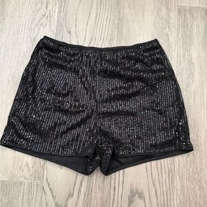 Black Sequin Women's Shorts